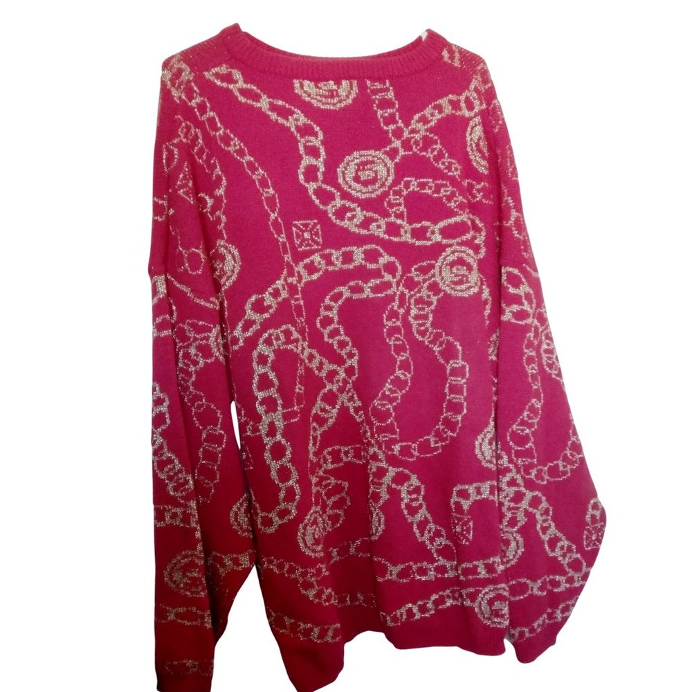C.S.T. Studio Red and Gold Sweater, Size 50/ US 2X